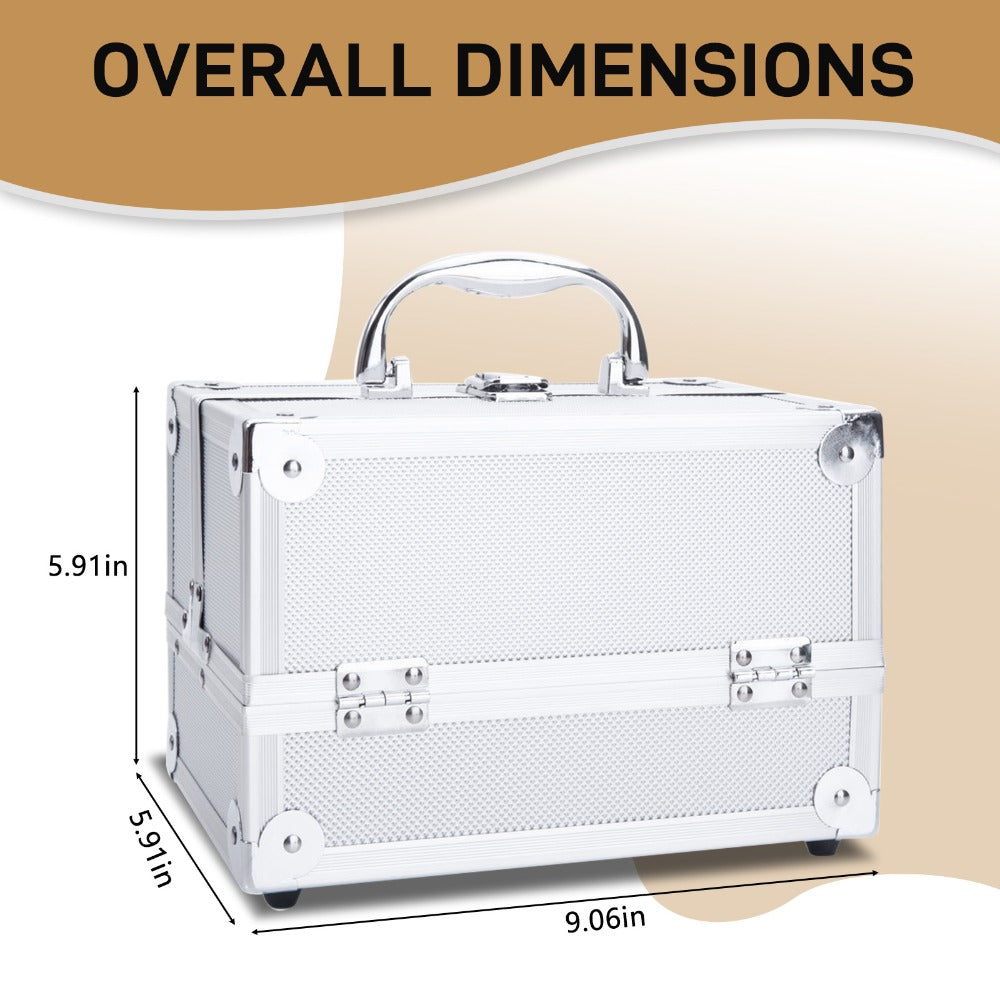 Aluminum Makeup Train Case with Wheels Large Capacity Lockable Cosmetic Trolley Organizer Adjustable Dividers Retractable Handle for Makeup Artists Salon Travel Black Silver Pink B - product image 13