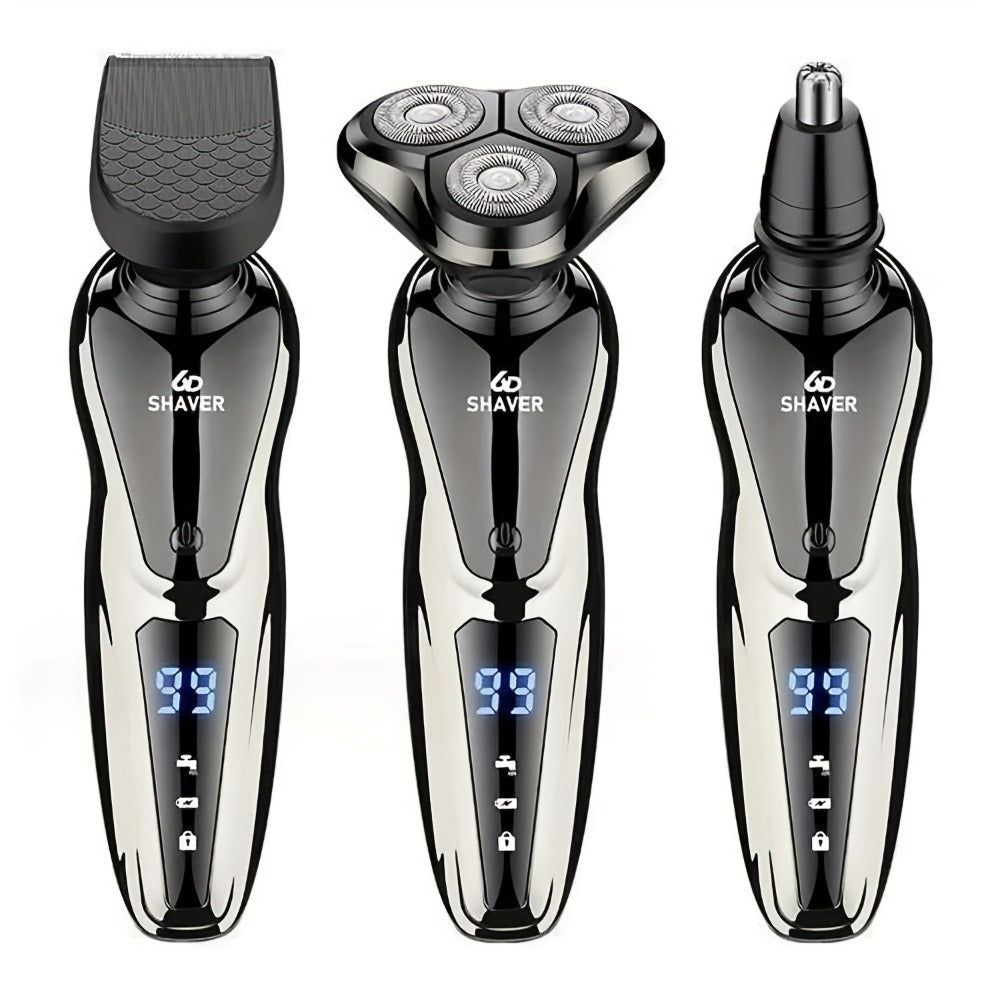 Electric Shaver for Men 3-in-1 Cordless Rechargeable 360° Floating Rotary – Beard Trimmer, Nose Hair Trimmer & Face Shaver with LED Display, 90-Min Battery & USB Charging, Black - product image 11