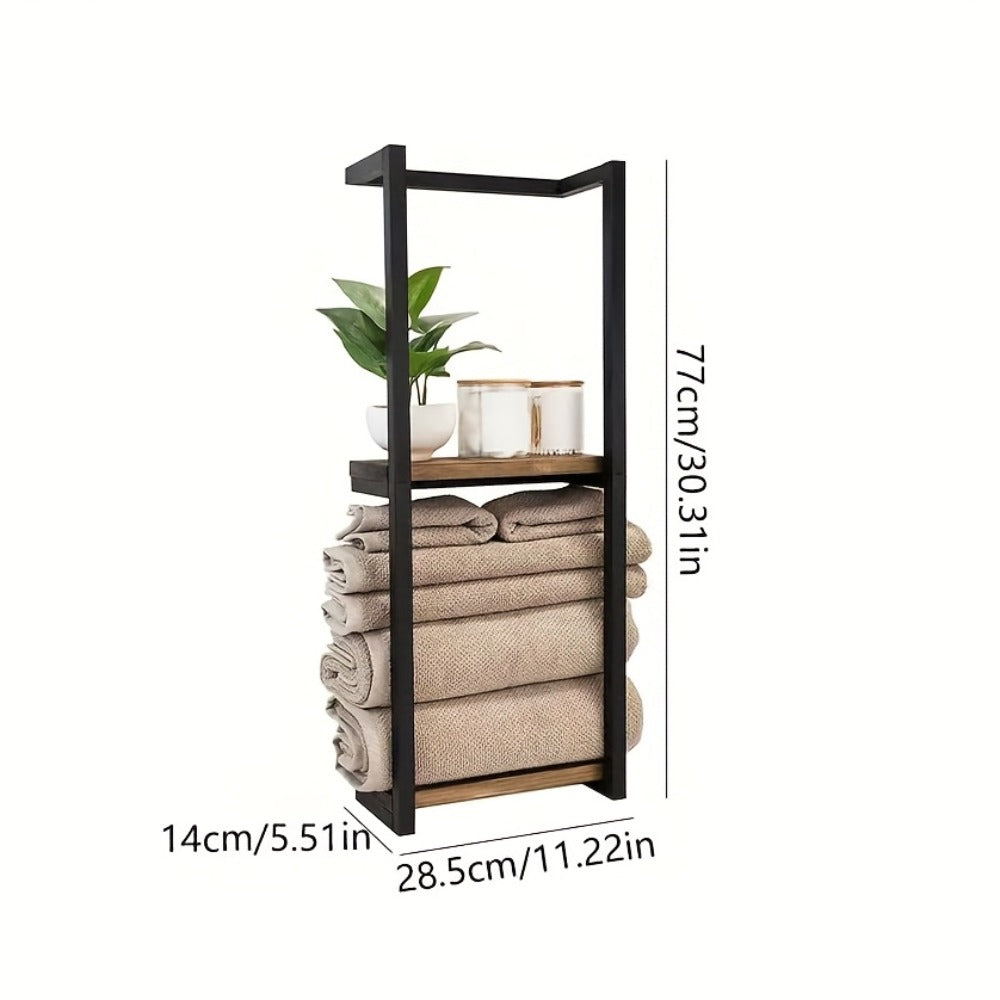 Towel Rack Wall Mounted 2-Layer Storage Organizer 11.2 Inch - Space Saving Hanging Towel Holder for Bathroom, Bedroom & Home Rooms, Contemporary Style, Available in 1-Pack & 2-Pack - product image 4