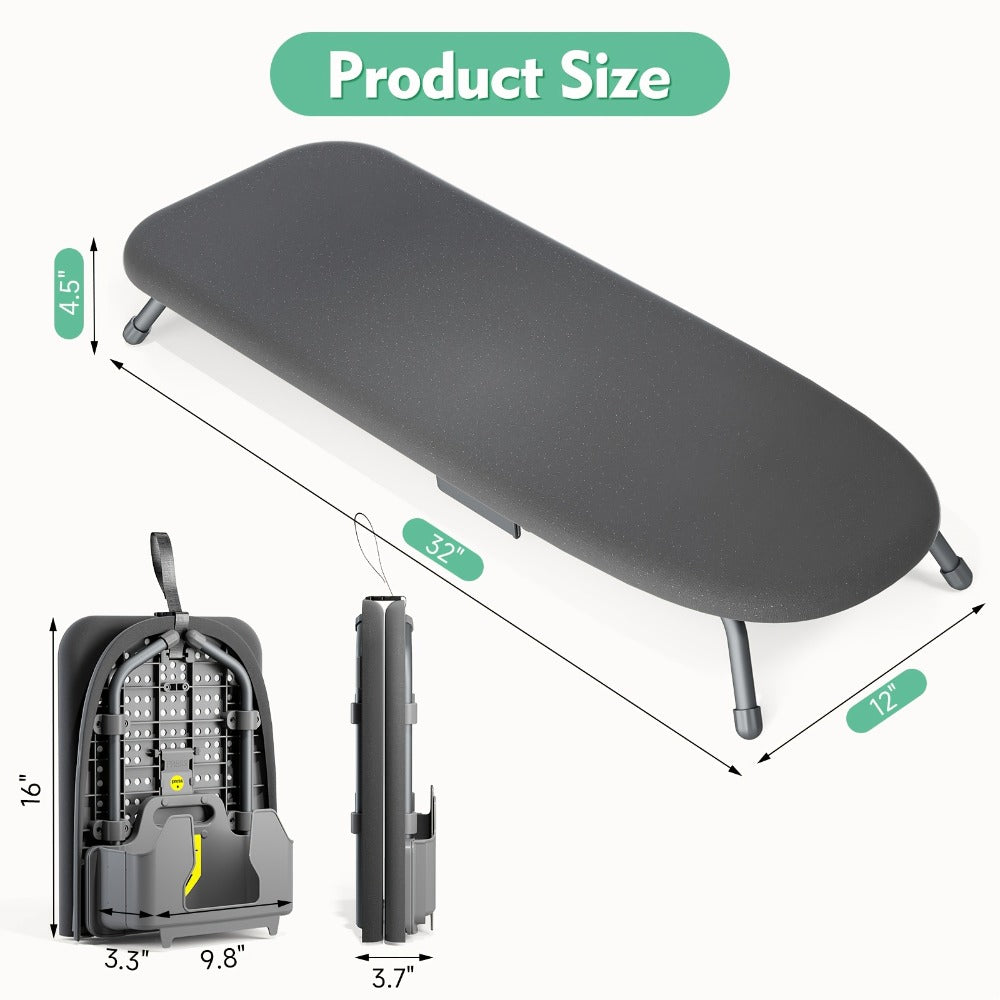 Tabletop Ironing Board Portable with Iron Holder & 2 Heat-Resistant Covers, Compact Small Ironing Board Metal Frame Non-Slip Feet for Home Travel Apartment Dorm, Space-Saving Deskt - product image 9
