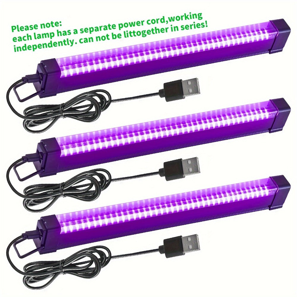 UV Black Light Strip USB LED – 32cm / 12.6ft Portable Magnetic Black Light Tube for Halloween Party, Fluorescent Tapestry, Body Paint, Posters, Christmas & Cabinet Lighting (3-Pack - product image 3