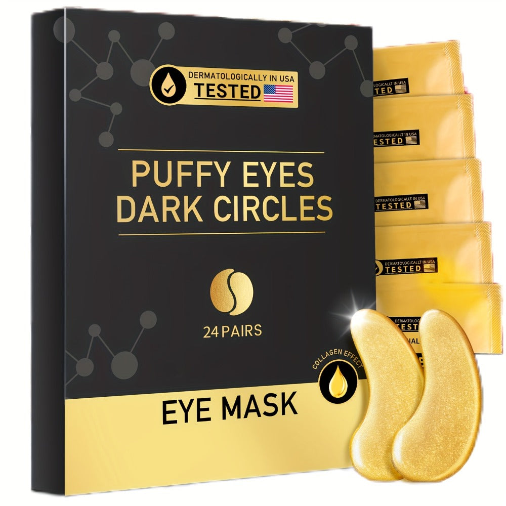 Under Eye Patches 24 Pairs Gold Collagen Hyaluronic Acid Glycerin – Hydrating Eye Mask for Dark Circles Puffiness, Luxury Skincare Gift Set for Women - product image 2