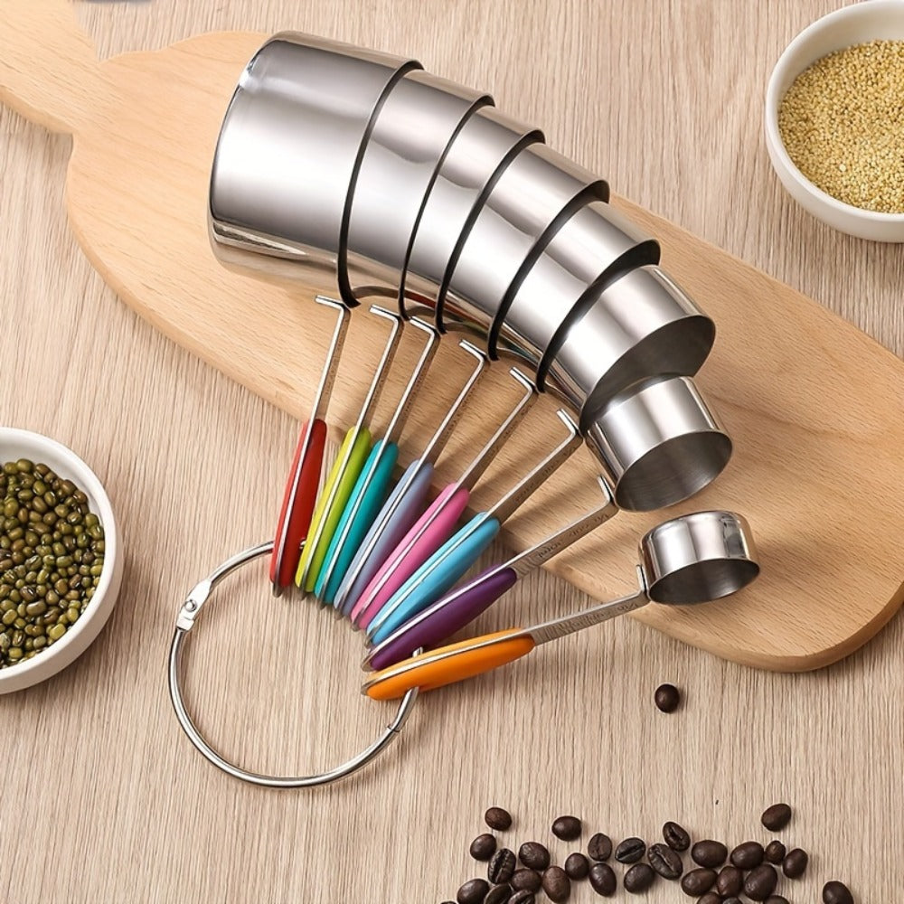 Stainless Steel Measuring Cups and Spoons Set 5pcs with Silicone Handle - Baking & Cooking Kitchen Measurement Tools - product image 11