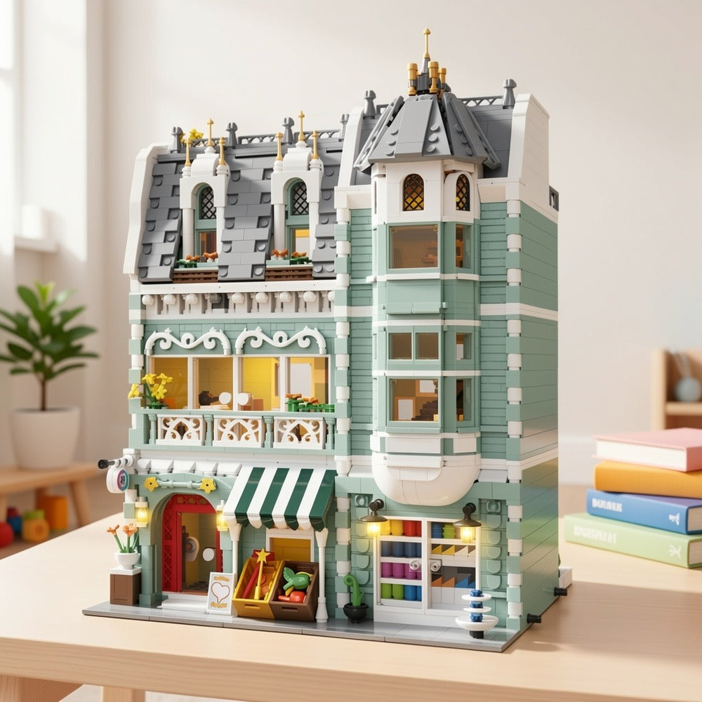 European Architecture Grocery Store & Market Street, 3-Level Mini Brick Model Kit for Adults & Teens, Creative Assembly Home Decor Display Piece, Great Gift - product image 6
