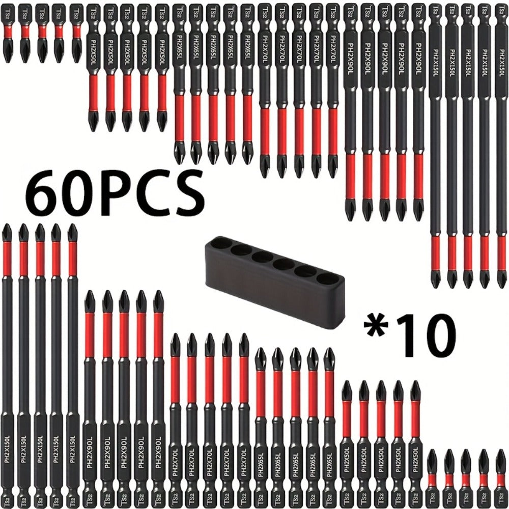 Impact Screwdriver Bits S2 Steel Anti-Slip, Magnetic Phillips Cross Drill Bit Set with Anti-Slip Teeth & High Hardness Tungsten Steel, Power Tool Bits for Home Repair, Bicycle, Fur - product image 5