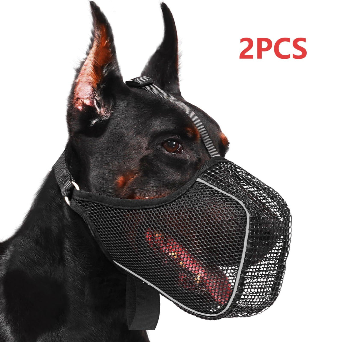 Dog Muzzle Reflective Mesh 2 Pack Anti-Bite Full Coverage with Adjustable Straps – Sizes M L XL XXL – Soft Breathable Polyester Dog Mask for Grooming Vet - product image
