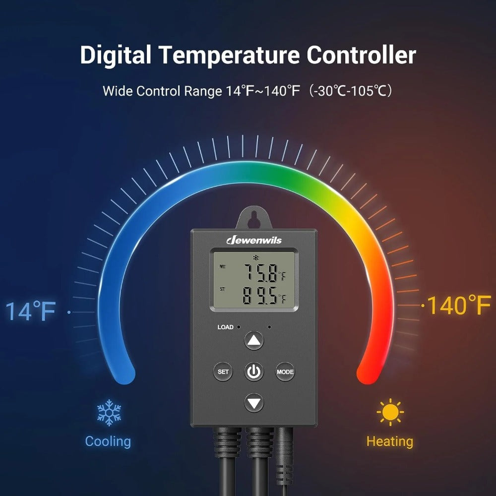 Digital Temperature Controller Thermostat Outlet Heating Cooling Mode 14°F-140°F LCD Display Buzzer Alarm 120V 10A 1200W for Freezer Greenhouse Reptile Aquarium Incubator Home Brew - product image 8