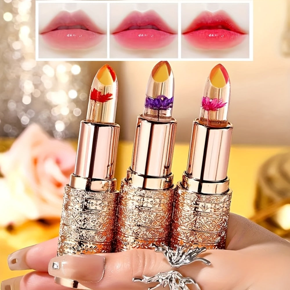 Color Changing Lip Gloss Set 3 Pcs — Temperature Magic Pink Tint Crystal Jelly Balm & Lipstick, Plant Squalane Moisturizing Hydrating Lip Makeup, Valentine's Day Christmas Birthday - product image 13