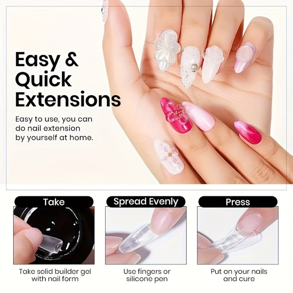 Poly Nail Extension Gel Clear 100g 2-Piece Set – Non-Stick Odorless Soak-Off LED Gel for 3D Nail Sculpture, Rhinestone Adhesive & Nail Art, Beginner & Salon Nail Extension Kit - product image 9