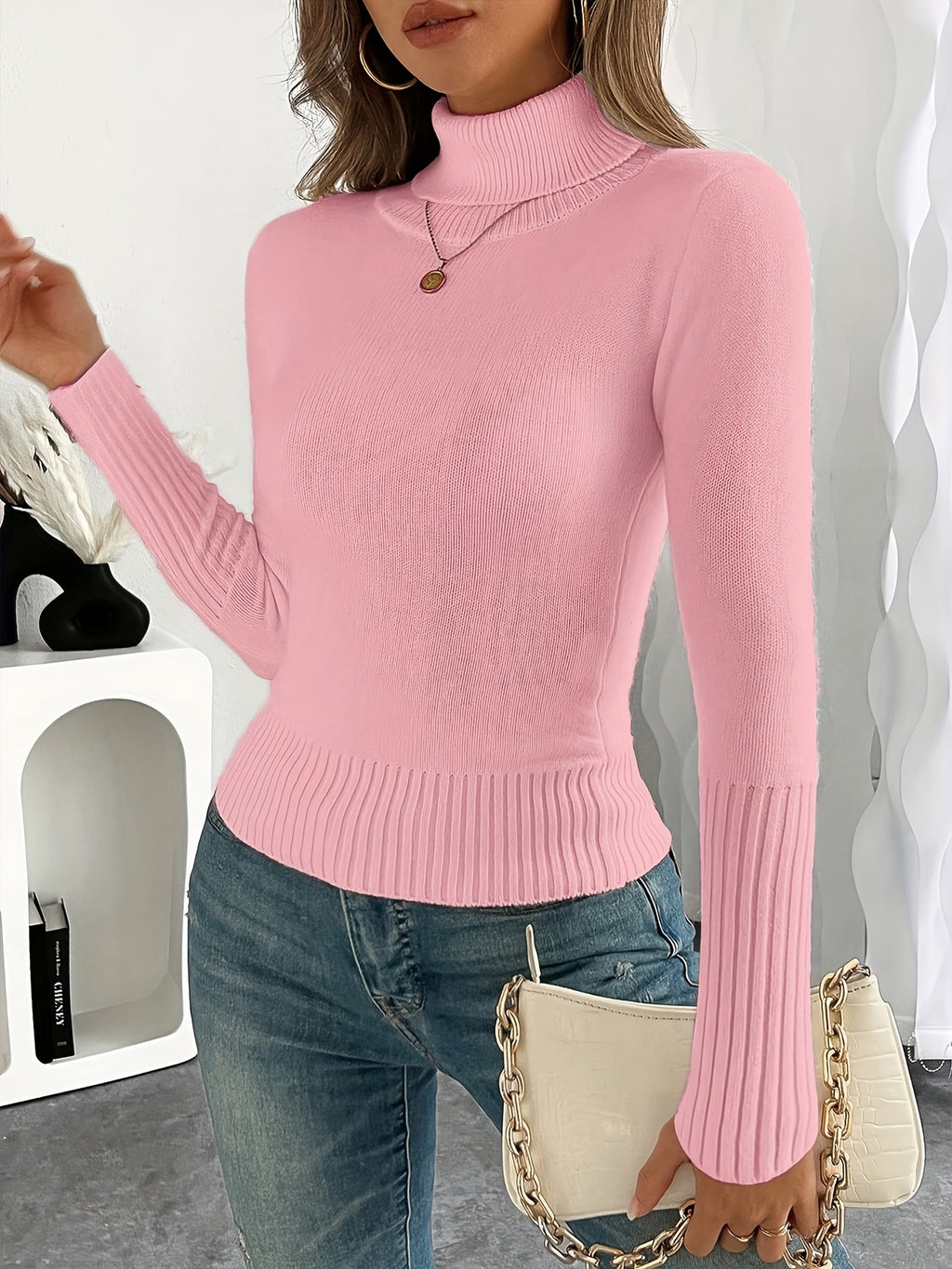 Lune's European and American Style High-Neck Thick Warm Inner Fitted Long-Sleeve Sweater, Perfect for Autumn and Winter - product image 13