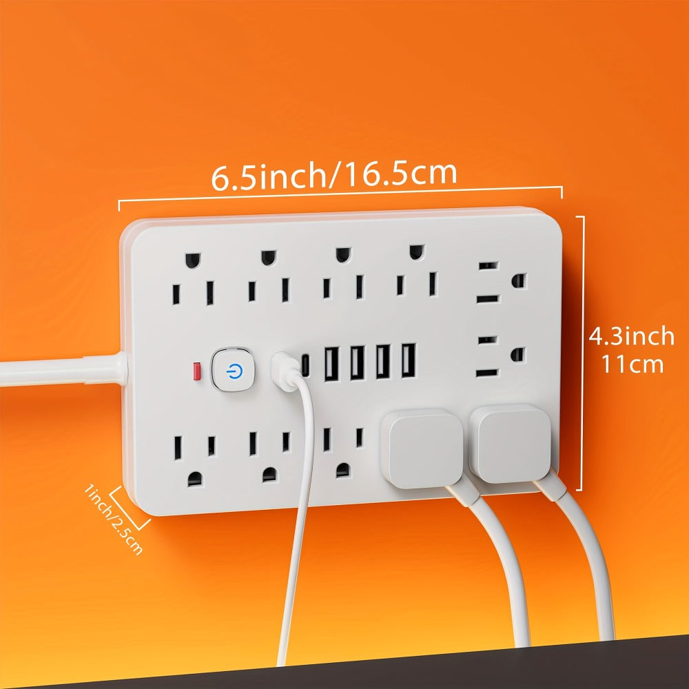 Surge Protector Power Strip 17-in-1 with 11 AC Outlets 4 USB-A 2 USB-C Ports Flat Plug Extension Cord Space-Saving Compact Design for Home Office Kitchen Desk Wall Charging Station - product image 4