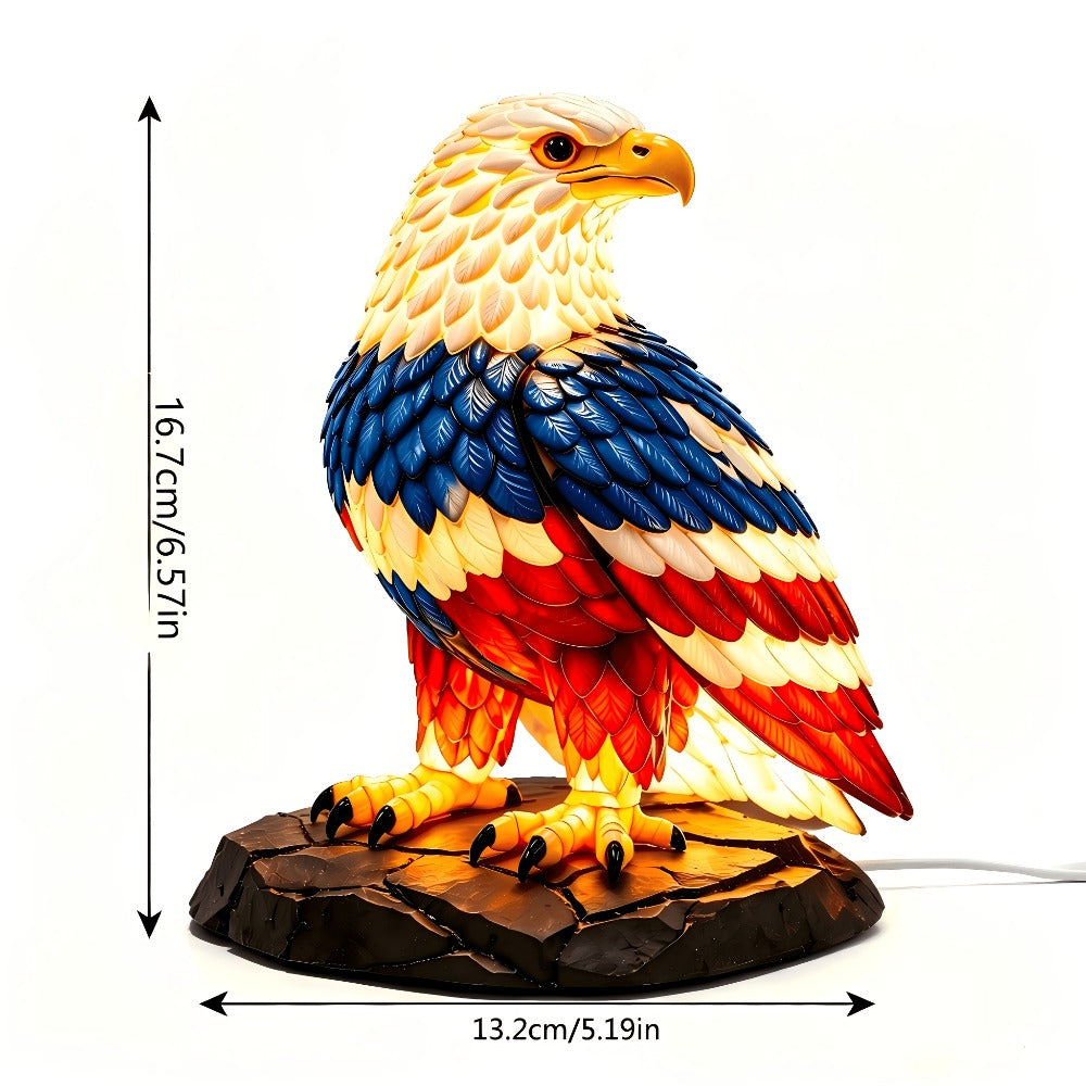 Boho Retro Stained Eagle Night Light – 3D Resin Animal Table Lamp, Vintage Colorful Stained Glass Effect Desk Light for Bedroom Home Decor, Creative Birthday Christmas Gift for Eag - product image 3