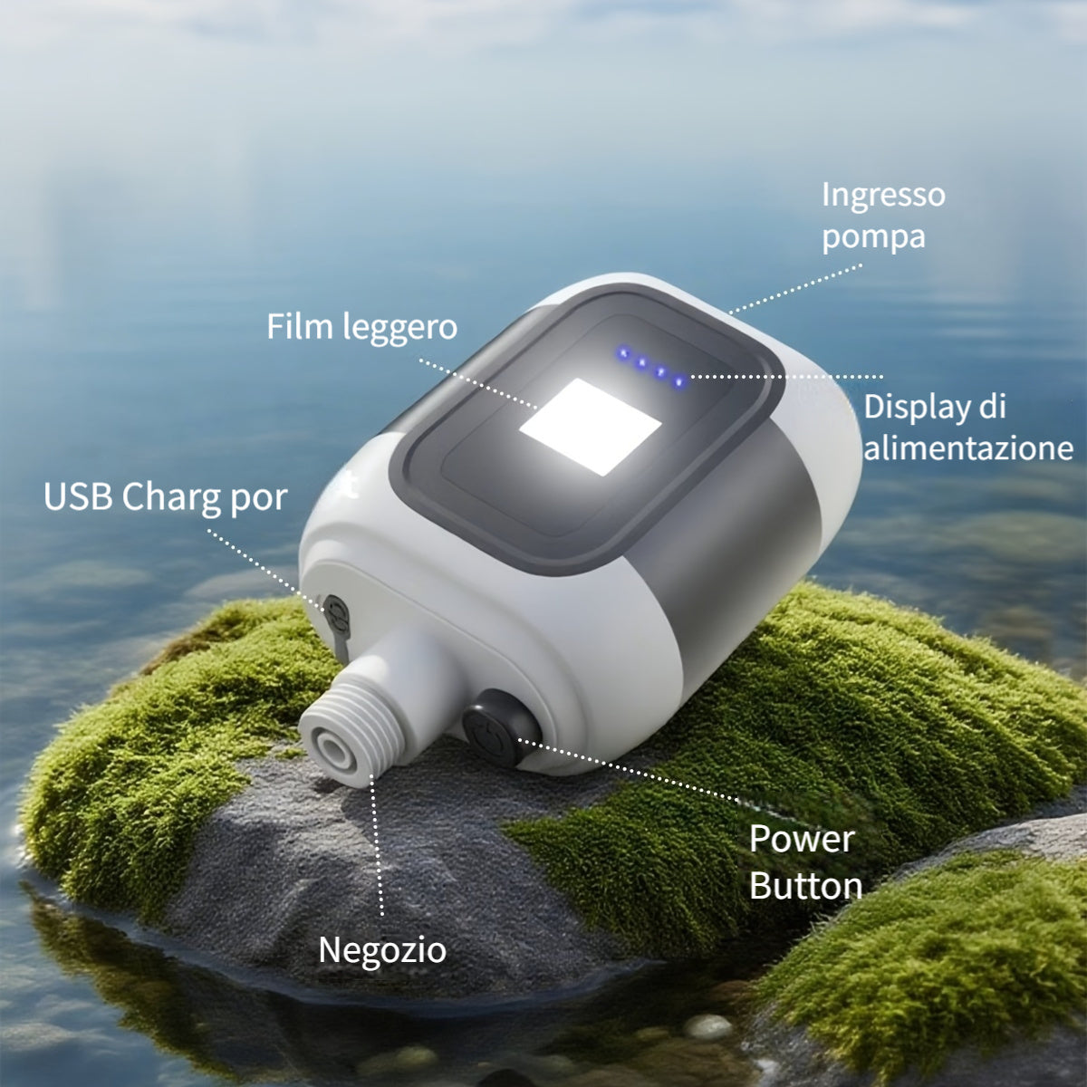 Portable Outdoor Shower with Light 2-in-1 – Camping, Hiking, Pet Bathing & Car Cleaning Shower Pump – 2000mAh Rechargeable, Power Display, Spray Nozzle, Hose - product image 3