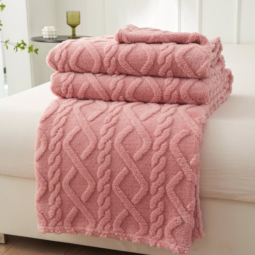 3D Plush Dense Weave Fleece Blanket – Ultra-Soft Warm Throw for Bed, Couch, Travel & Outdoor, Air-Conditioning Friendly, 3 Colors, 2 Sizes - product image 3