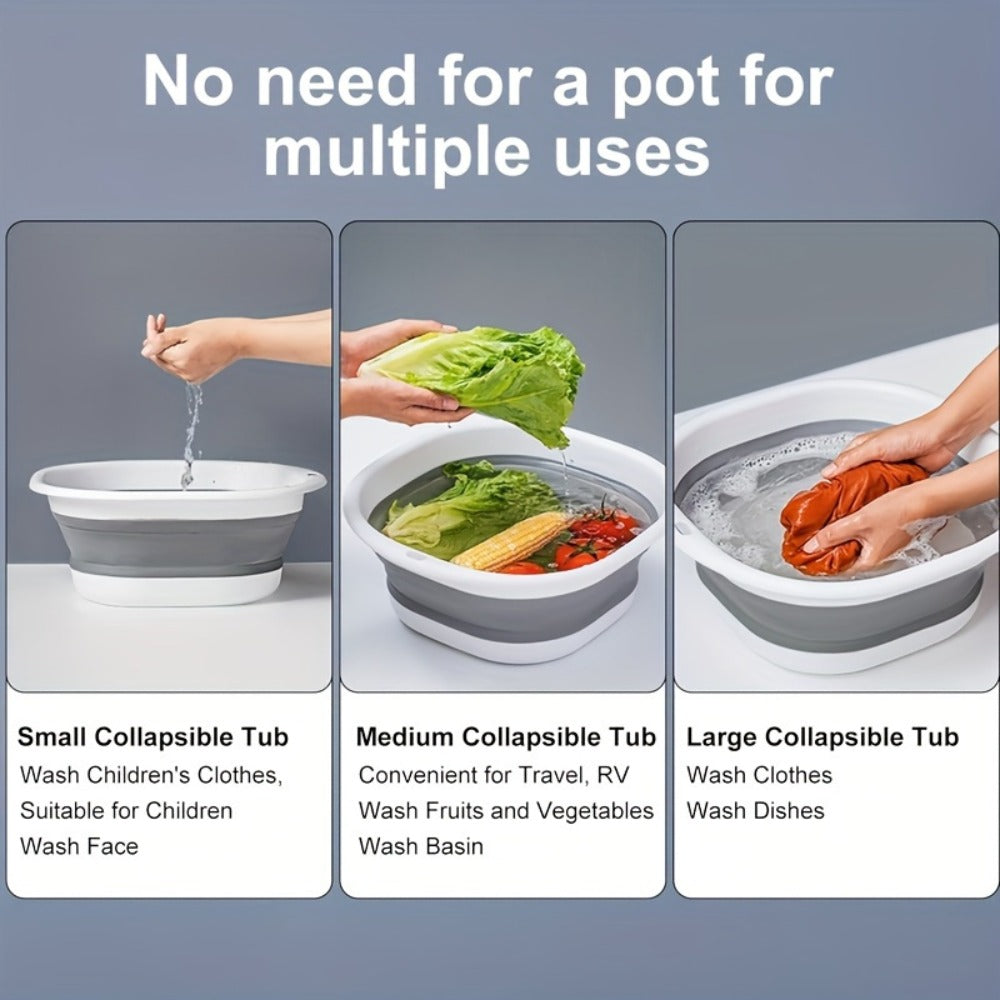 Collapsible Basin Set 3pcs – Foldable Wash Basin, Portable Dish Tub & Laundry Basket for Kitchen, Camping, Hiking & Home Storage (Large, Medium, Small) - product image 5