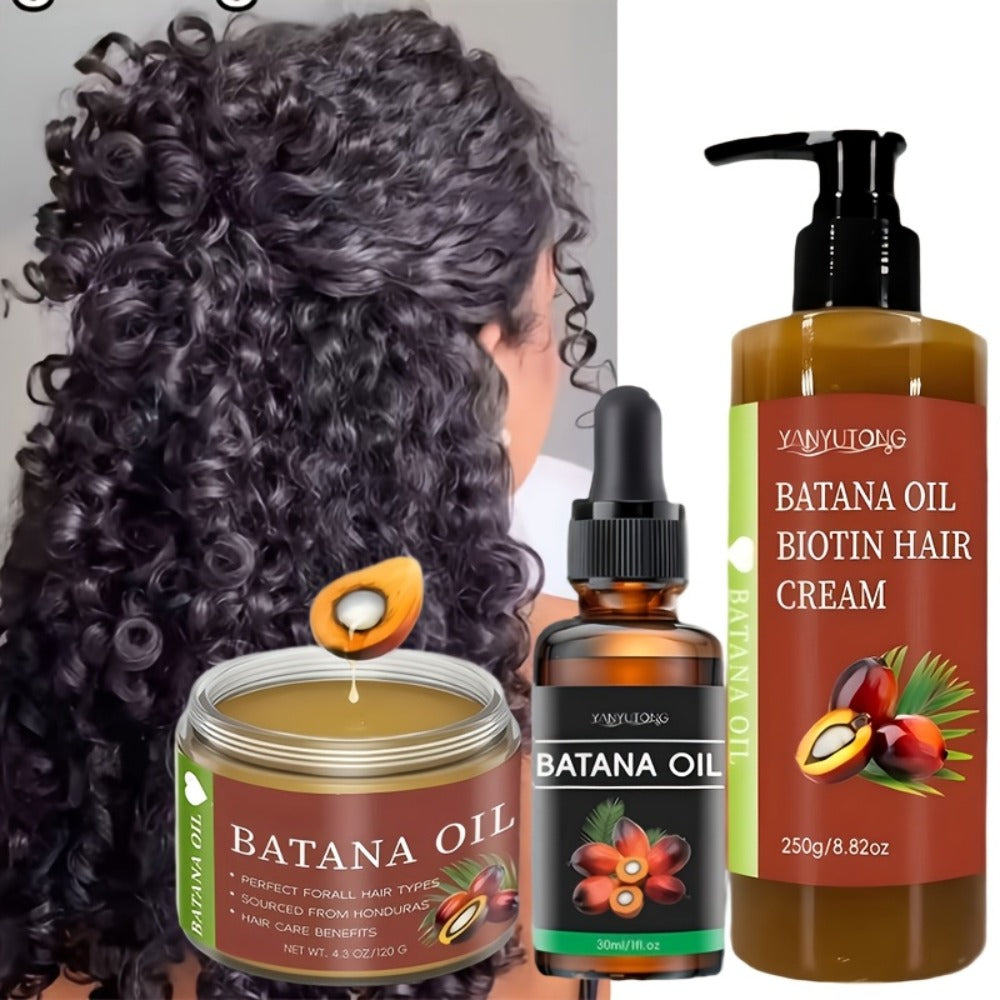 Honduras Batana Oil 3-Piece Complete Hair System — Cold Pressed Hair Cream, Hair Oil & Essential Oil with Biotin | Thickens, Strengthens & Nourishes Scalp | Prevents Breakage | All - product image 3