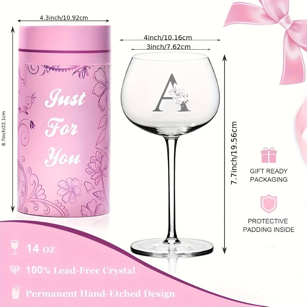 Personalized Wine Glass Gift for Women – A-Z Initial Letter Monogrammed Wine Glass with Gift Box & Greeting Card – Unique Birthday, Christmas & Mother's Day Gift for Mom, Best Frie - product image 4