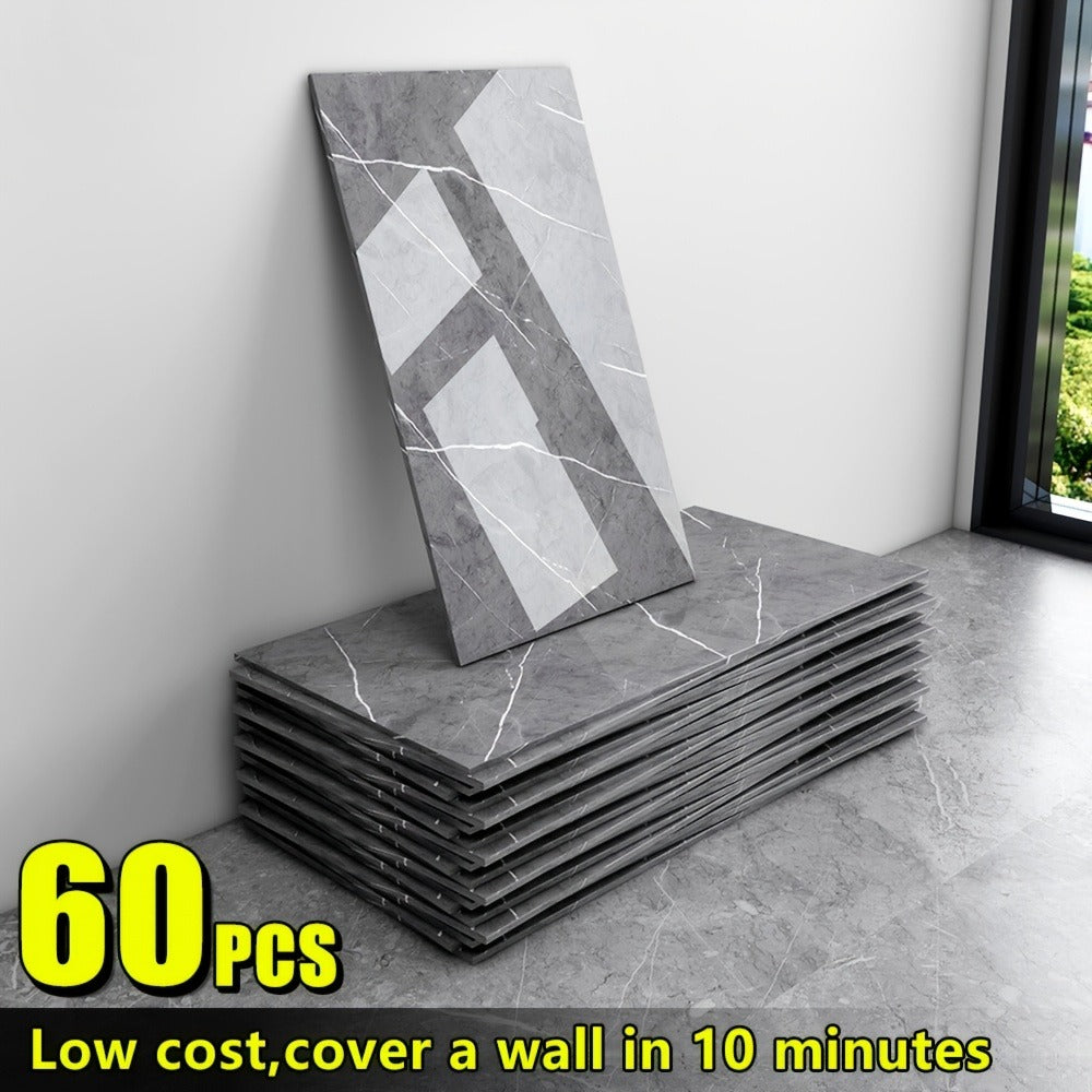Marble Peel and Stick Wall Panels Self-Adhesive 3D Decorative Tiles - Glossy Marble Sheets for Bathroom Kitchen Living Room - Removable Vinyl Planks White Grey Black Imitation Ston - product image 26