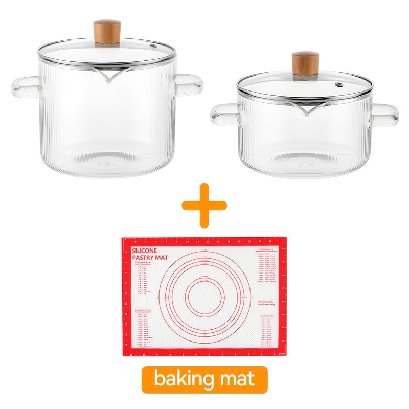 Glass Saucepan Set 2-Pack Stovetop Safe Borosilicate Ribbed Pots with Lids – 78oz & 54oz Heat Resistant Cookware for Soup, Ramen, Milk | Transparent Glass Pot Kitchen Cooking Set w - product image 32