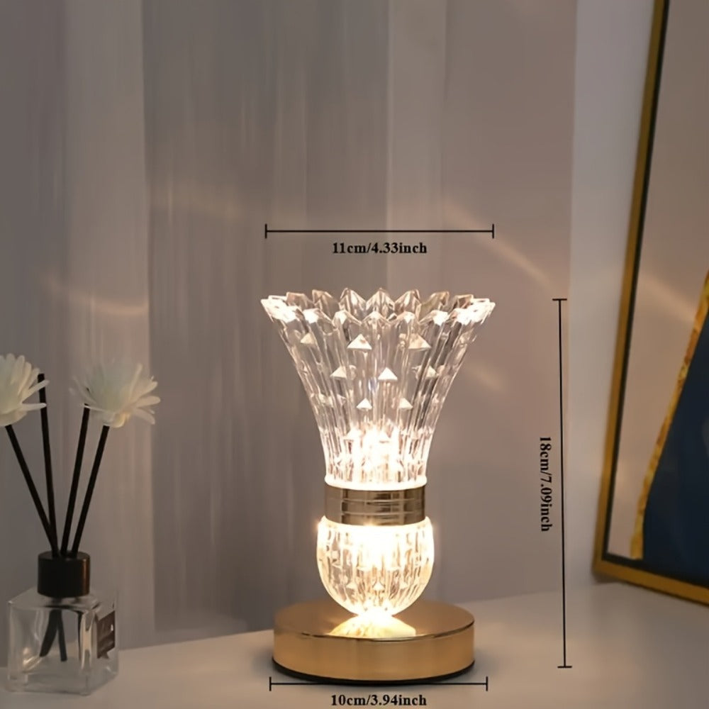 Crystal Vase Table Lamp Touch Control USB Rechargeable Adjustable Brightness Bedside Night Light - product image 11