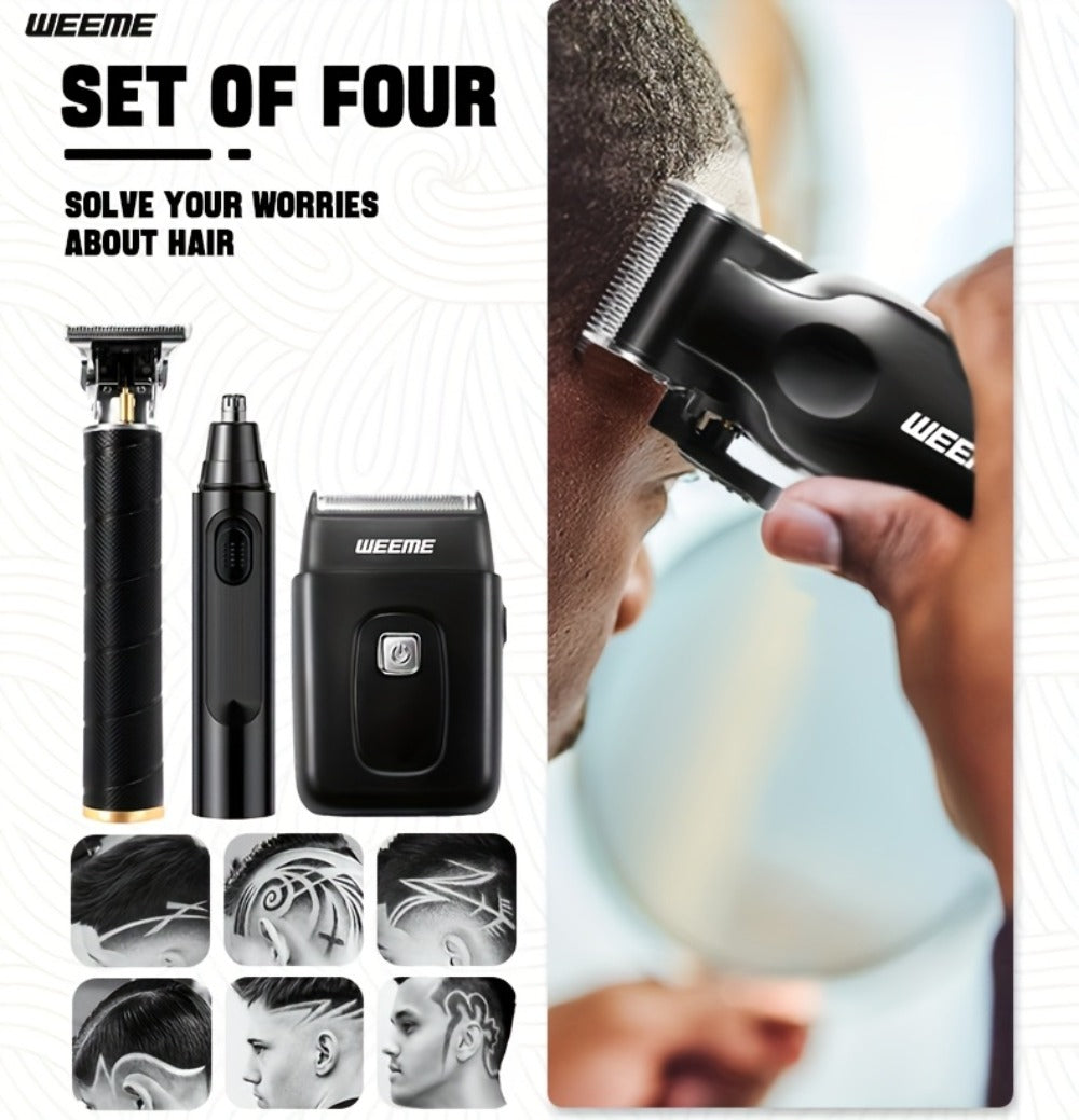 Men's Grooming Kit 4-Piece Set – USB Rechargeable Hair Clipper, Nose Trimmer, Electric Shaver & T9 Detailer with 8 Guide Combs, Professional Cordless Beard Trimmer Set for Men - product image 8
