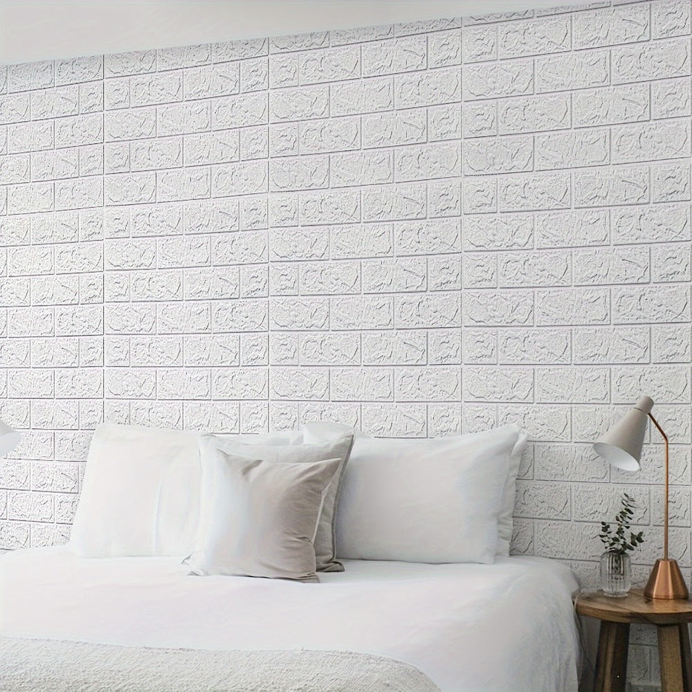3D Foam Brick Wall Sticker 100 Pieces Self Adhesive Waterproof Soft Wallpaper Panel for Living Room Bedroom Bathroom Kitchen Home Decor White Rock Black Rock Red Marble Flower - product image 9