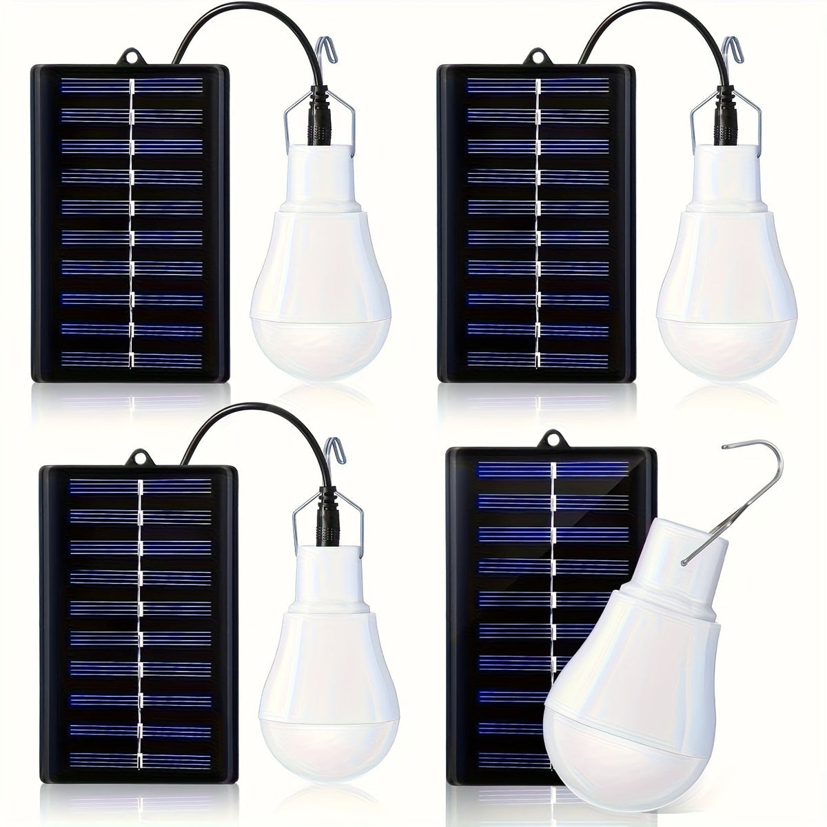 110 Lumen 12 LED, 800mAh Rechargeable, 6000K Daylight, Carry-along Hanging Lamp for Garden, Yard, Garage, Chicken Coop & Tent Camping, 2/4 Pack | Outdoor Solar Light Bulb with 3.5M Cable