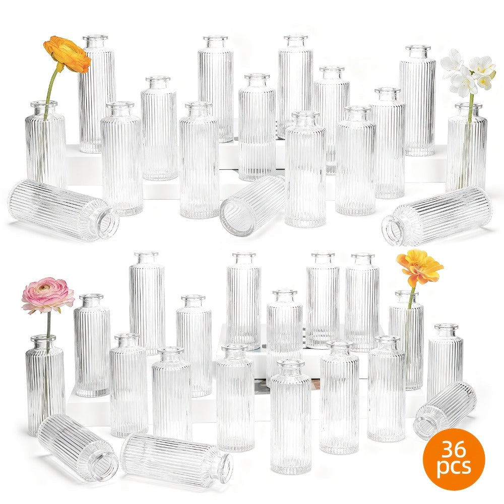 Mini Bud Vases Set - Modern Striped Clear Glass Flower Vases for Wedding Centerpieces, Birthday Party, Anniversary, Home Table Decor, Multiple Sizes 12/24/36 Pcs - product image 15