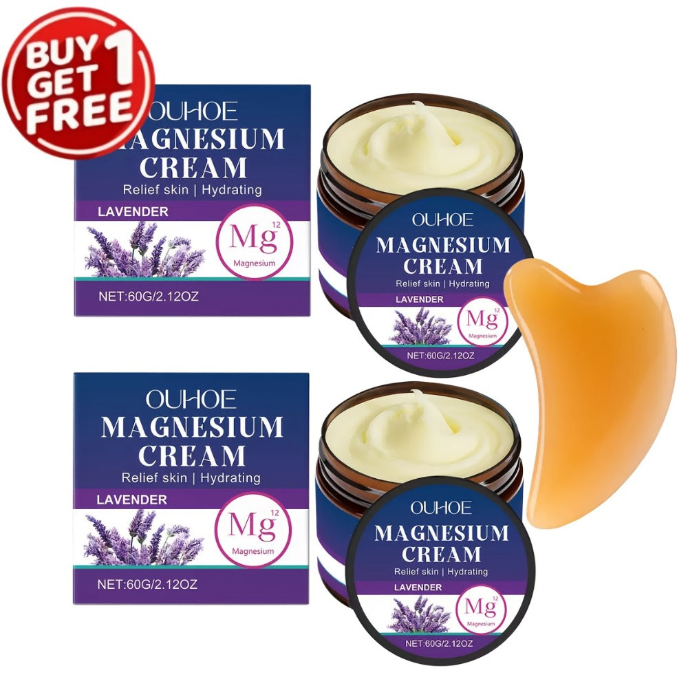 Magnesium Lavender Body Cream BOGO Buy One Get One Free - Plant Squalane Muscle Relief Massage Lotion Long-Lasting Hydration for Athletes Seniors Daily Moisturizer - product image