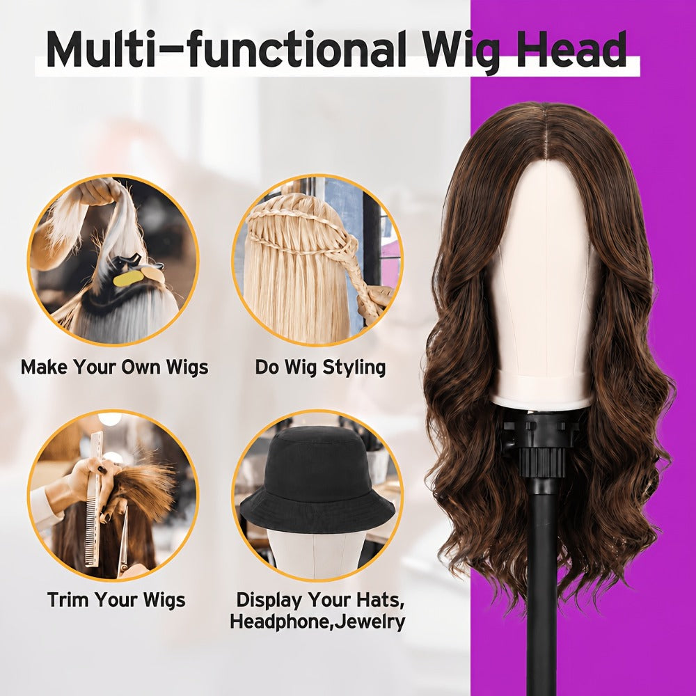 Mannequin Head with Adjustable Wig Stand Set 22 Inch Reinforced Manikin Head for Wig Styling Cosmetology Practice Salon Display Pink Black White Colors - product image 4