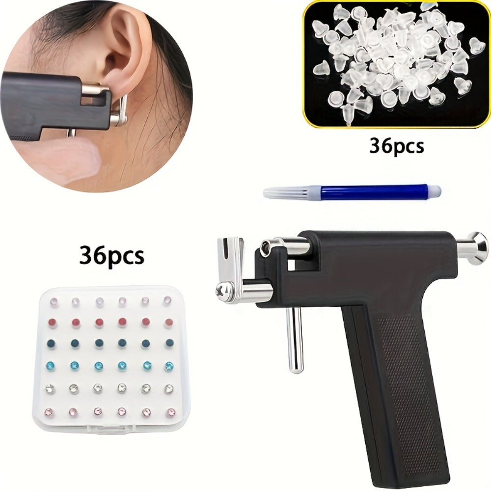 Ear Piercing Tool Set Reusable - Safe Ear Piercing Kit with Ear Studs, Professional Piercing Gun for Home & Salon Use, Unisex, Hypoallergenic Ear Studs Included, Multiple Combinati - product image 2