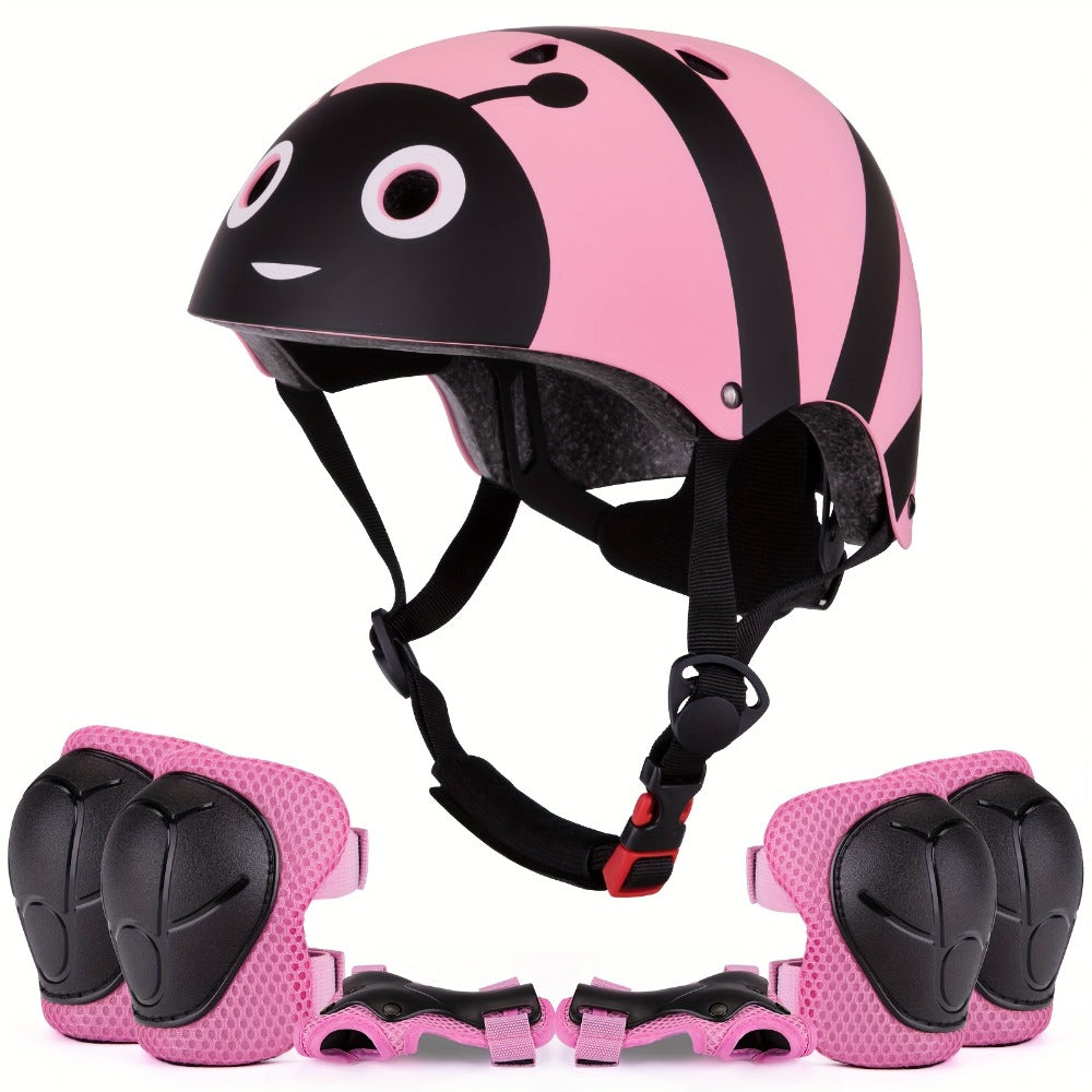 Kids Bike Helmet with Knee and Elbow Pads – Best Safety Gift for Boys and Girls – Adjustable Protective Gear Set for Ages 5-14, Featherlight 350g with - product image