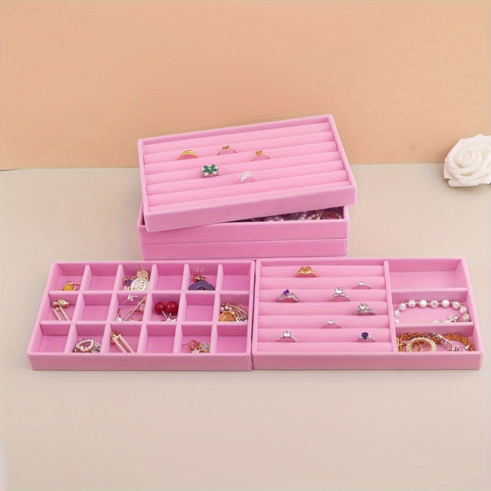 Stackable Jewelry Organizer Trays 6-Piece Set – Rectangular Multi-Compartment Drawer Inserts with Removable Dividers for Earrings, Rings, Necklaces & Bracelets – Tabletop Jewelry D - product image 10