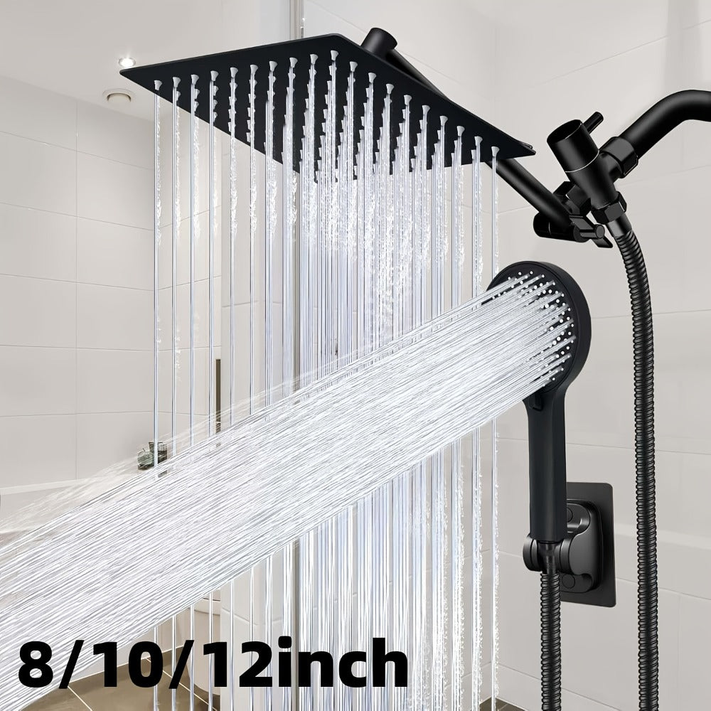Rain Shower System with Handheld Shower Head – High Pressure Rainfall Showerhead Combo Copper Diverter Anti-Clog 8 10 12 Inch - product image