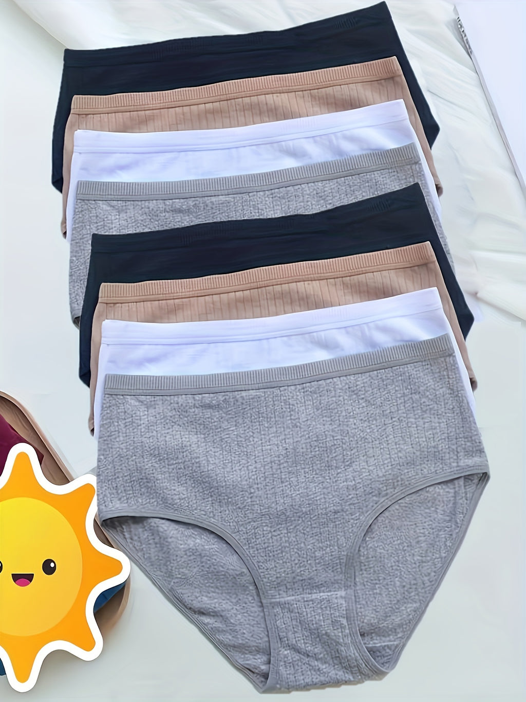 [8pcs High Rise Briefs] 8pcs Solid Simple High Rise Briefs, Comfy Breathable Stretchy Intimates Panties, Women's Lingerie & Underwear - product image 7