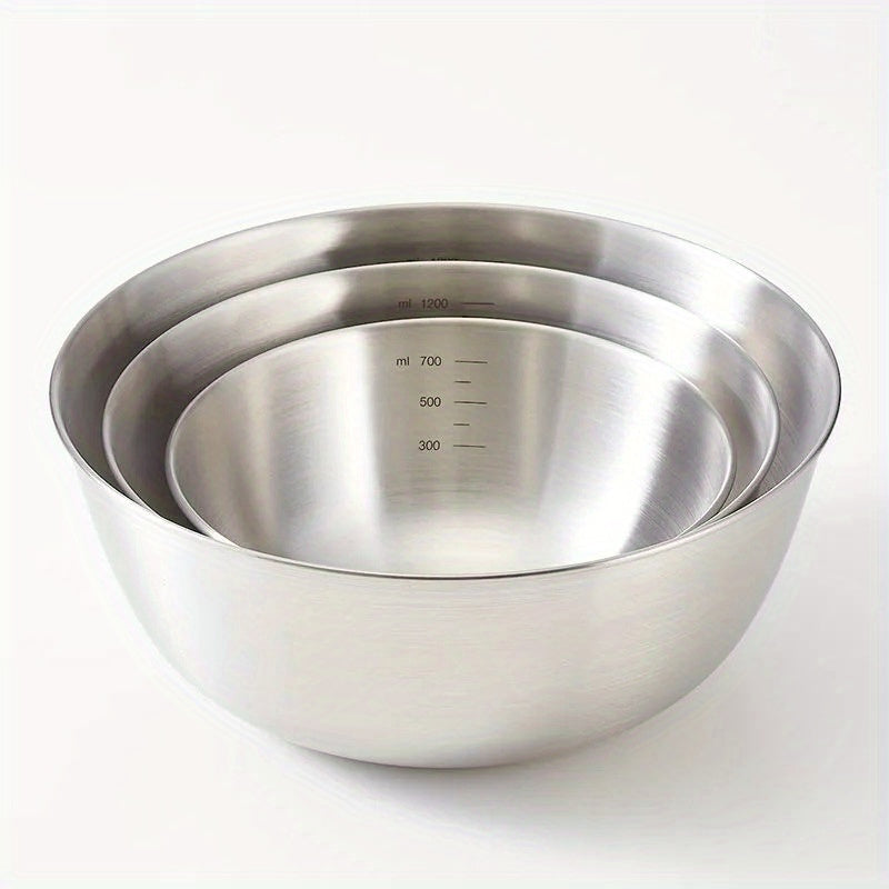 Stainless Steel Mixing Bowls Set of 3 – Dishwasher Safe, Long-lasting Metal Bowls – Nesting Kitchen Bowls for Cooking, Baking, Salad Prep & Food Storage