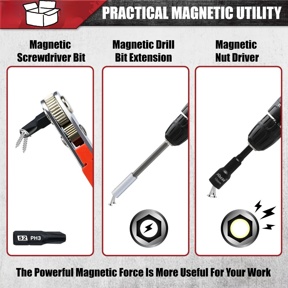 Magnetic Nut Driver Set 47pcs - Magnetic Screwdriver Bits & Socket Set, SAE 1/4"-9/16" & Metric 6-14mm, 1/4" Hex Shank, Strong Magnetism, for Drill & Impact Driver, Home & Professi - product image 4