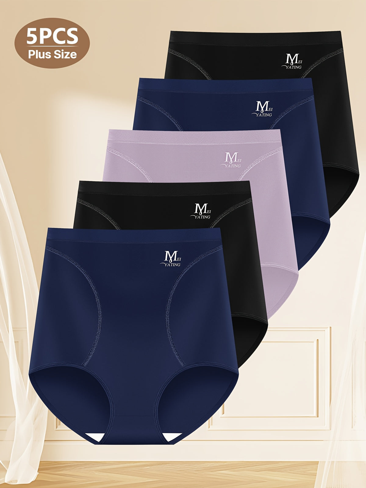 5Pack Plus Size Women's Briefs Extra High Waist Belly Tuck Ice No Marks Women's Panties Briefs Comfortable Fit Body Shaping Buttocks Lift Summer Thin - product image 8