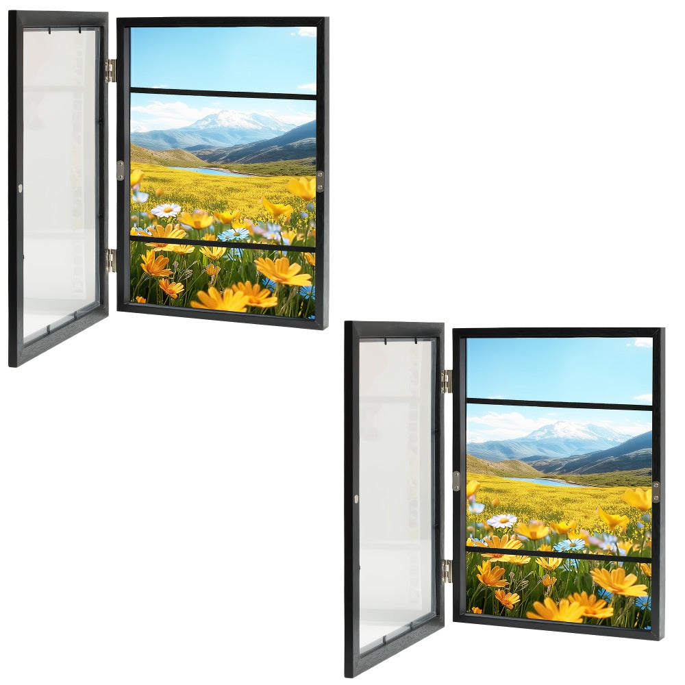 Kids Art Frames Front Opening Changeable Artwork Display Frames for Children Drawings Crafts Photos Wall Gallery - Set of 2 or 4, Black White Wood Grain - product image 3