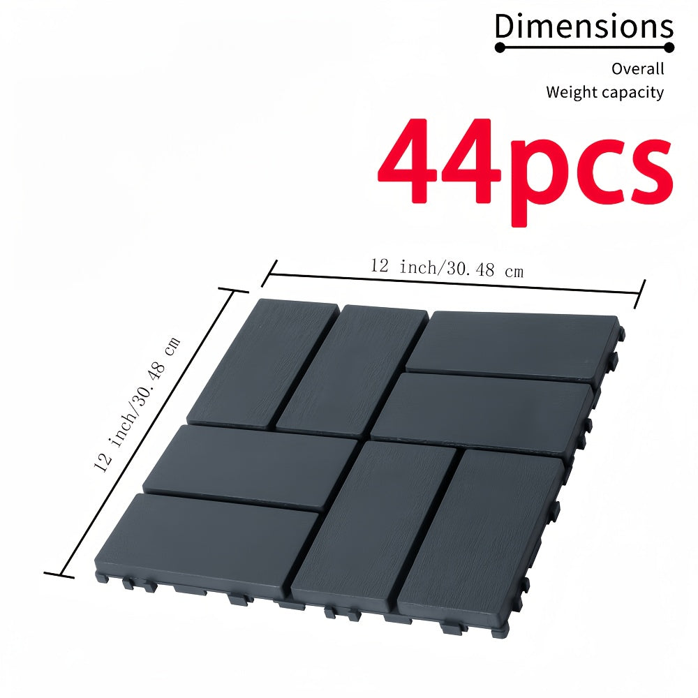 Interlocking Deck Tiles 44-Pack 12"x12" Waterproof Outdoor Patio Tiles – All-Weather PP Material, High Load-Bearing, Easy Snap-Lock Install, Grid Pattern Flooring for Poolside, Bal - product image 11