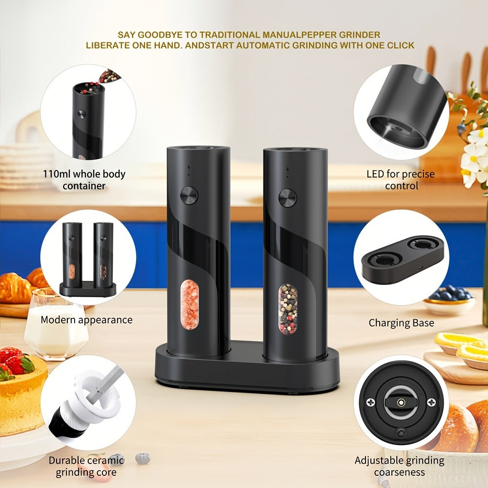 Electric Salt and Pepper Grinder Set – Rechargeable Automatic Mills with LED Light, Adjustable Coarseness & 3.72oz Capacity for Home Kitchen, BBQ, Restaurant & Outdoor Entertaining - product image 8
