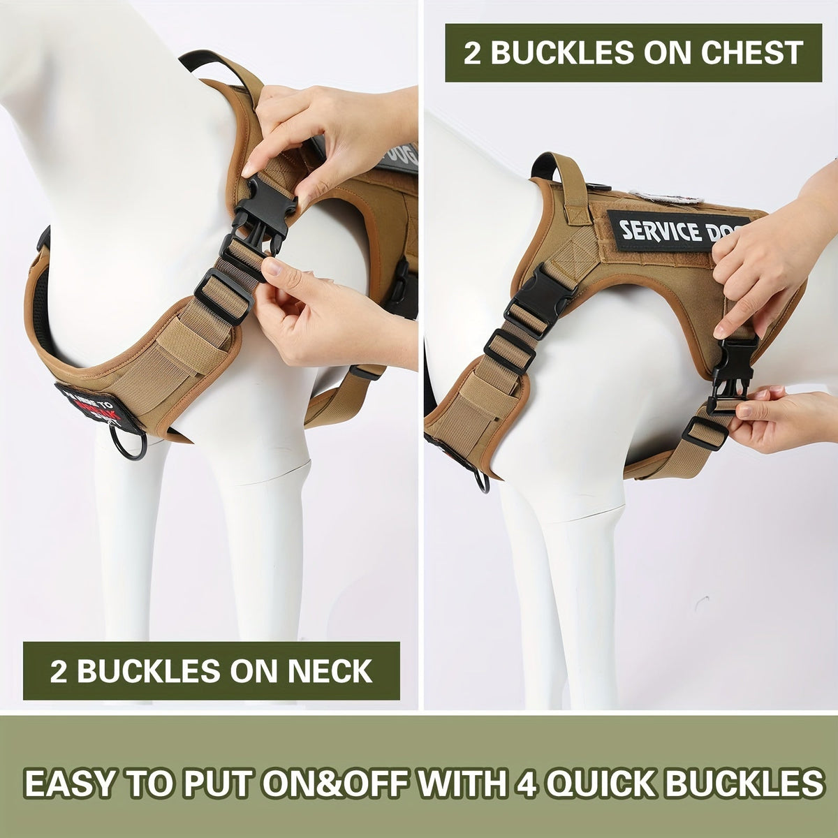 Adjustable Military Style Pet Harness for Small Medium Large Dogs – Dog Tactical Harness No-Pull Chest Vest with Handle - product image 6