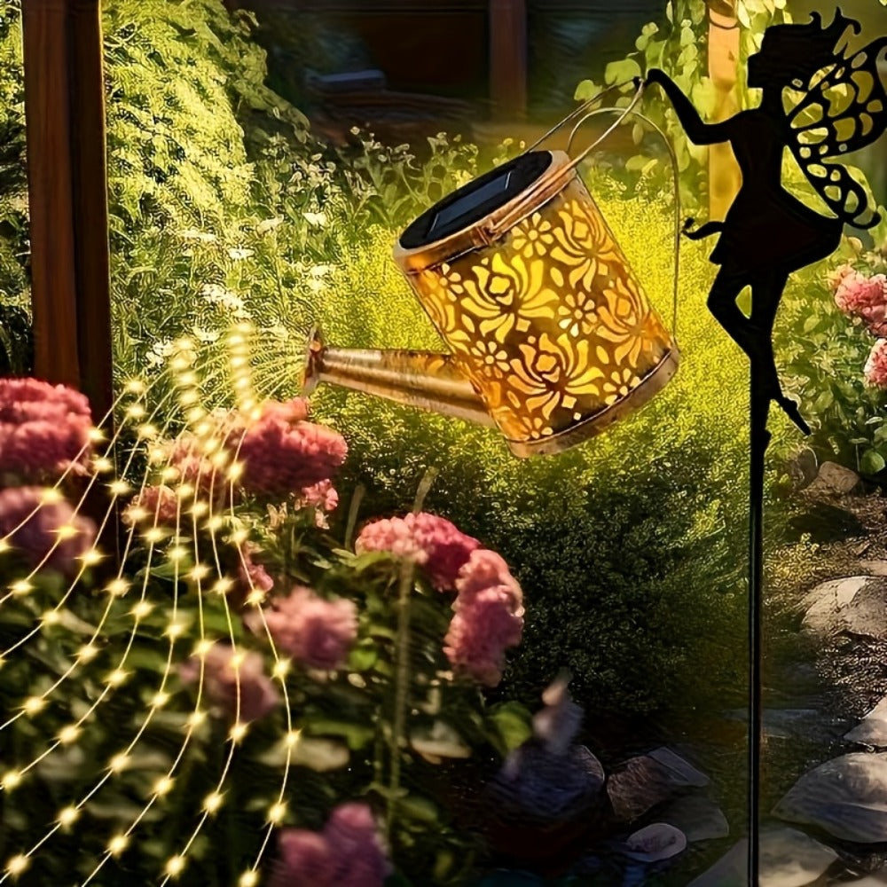 Solar Watering Can Lights 2pcs Garden Waterfall, IP65 Waterproof Hanging Solar String Lights with Ground Plug for Outdoor Lawn, Patio & Holiday Decor, Christmas Garden Gift - product image 8