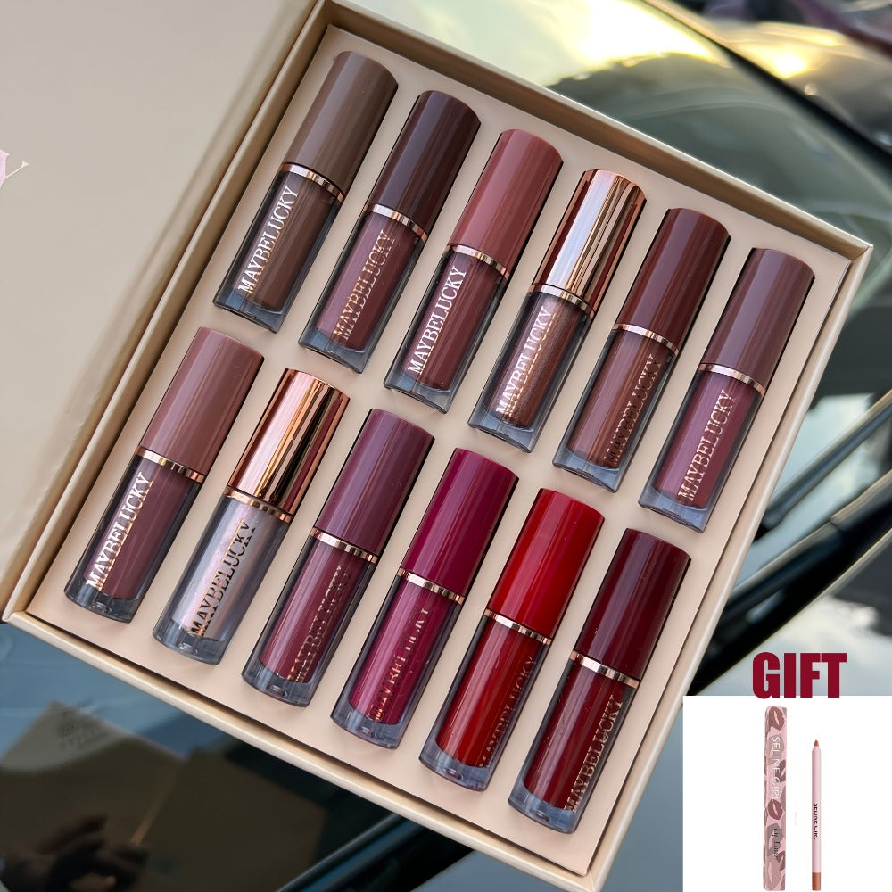 Liquid Lipstick Set 12 Pcs Velvet Matte Long-Lasting – Non-Transfer Shimmer & Nude Shades in Elegant Book-Style Gift Box, Complete Lip Color Collection for Women, Christmas Valenti - product image 3