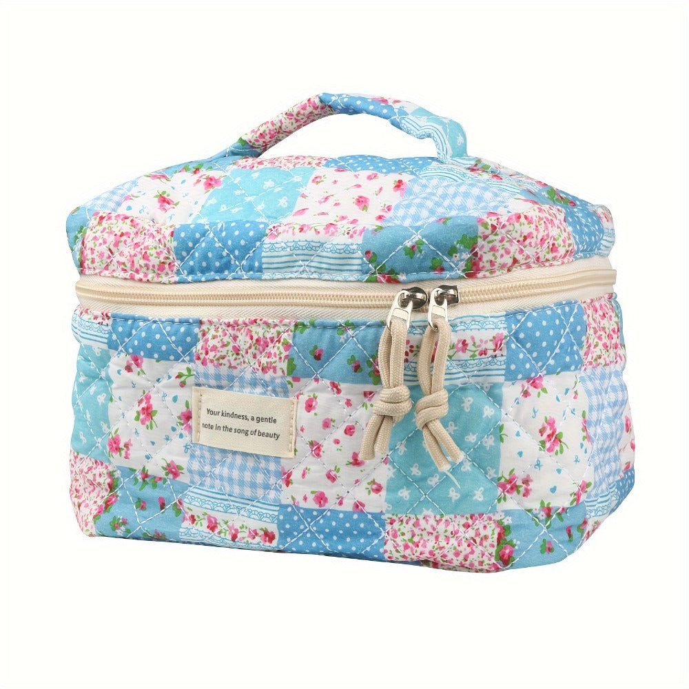 Quilted Makeup Bag Set 4-Piece Floral Rose Coquette Aesthetic Premium Cotton Cosmetic Organizer Travel Toiletry Pouch 4 Sizes for Women Girls Vanity Bathroom Gift - product image 8
