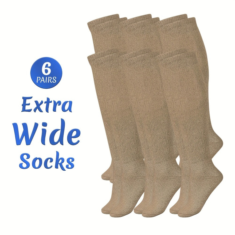 Extra Wide Socks for Swollen Feet 6 Pairs Stretch to 30 Inch Non-Binding Seamless Loose Fit Neuropathy Bariatric Edema Socks for Men Women Plus Size Seniors Multi Color - product image 5