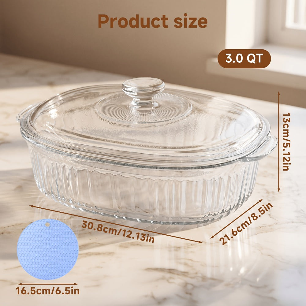 Borosilicate Glass Baking Dish with Lid 96oz – Oval Casserole Pan Microwave Oven Fridge Safe | Multi-Use for Baking, Meal Prep, Grilled Fish, Salad & Food Serving | Kitchen Bakewar - product image 10