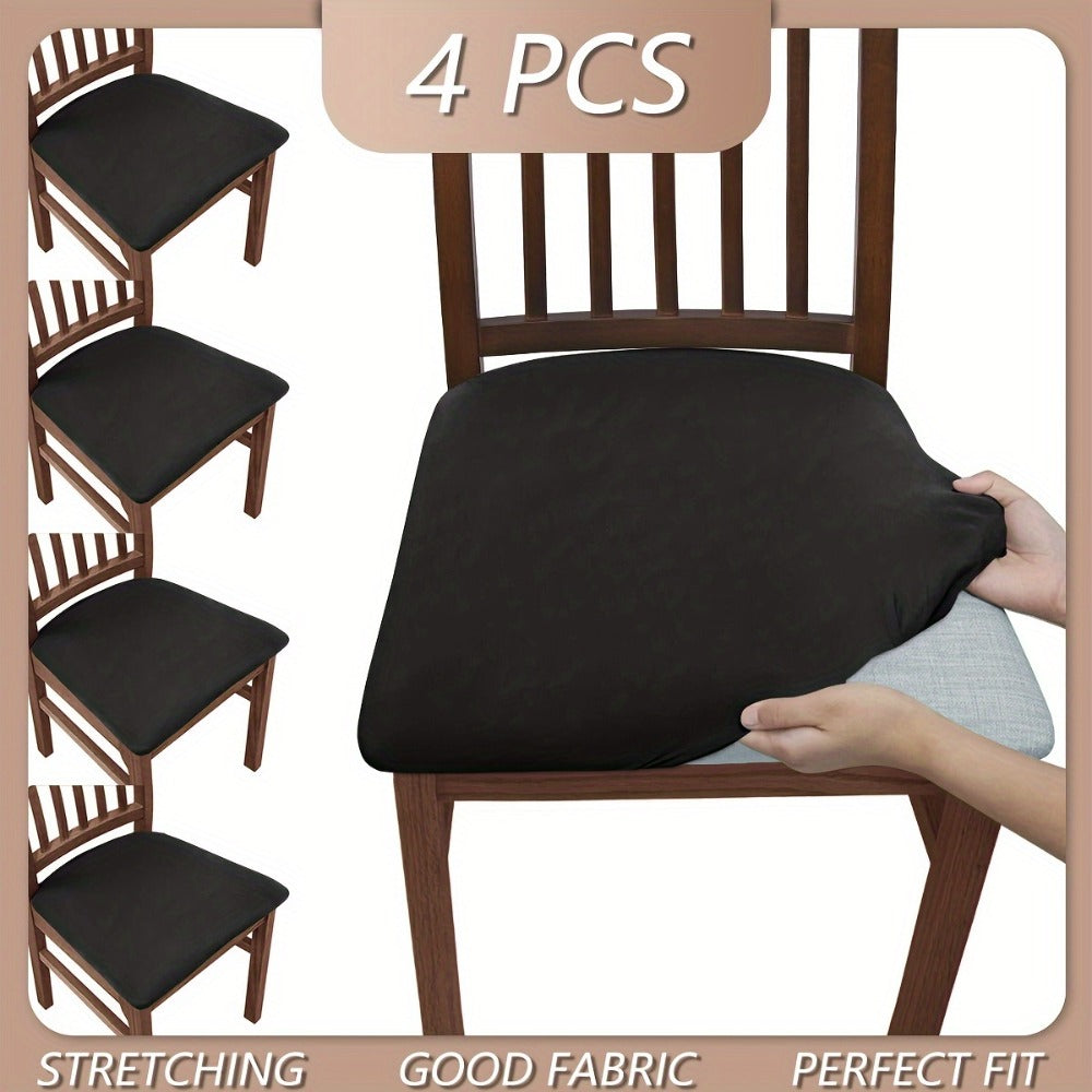 Dining Chair Covers Set of 4 Stretch Elastic Seat Slipcovers Soft Brushed Polyester Solid Color Chair Protector for Home Office Kitchen - product image 3