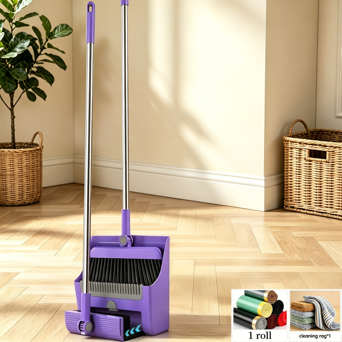 2-In-1|3-In-1|4-In-1 Household Broom with Dustpan Floor, Brush Set Foldable Broom with Dustpan Combo Set and Brush Household Cleaning Tool Set - product image 17