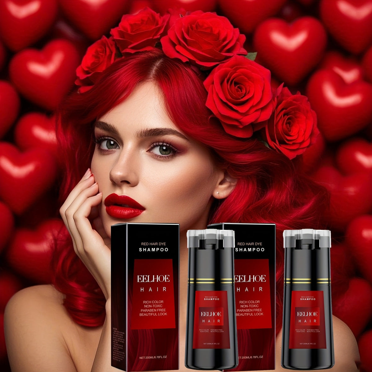 Red Color Depositing Shampoo 3-in-1 for Women - Easy At-Home Hair Dye Colors Moisturizes & Cleanses in One Step Vibrant Uniform Red Semi Permanent Hair Color Soft Shiny Finish 200m - product image 10